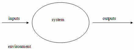 Inputs -> (System) -> Outputs  environment
